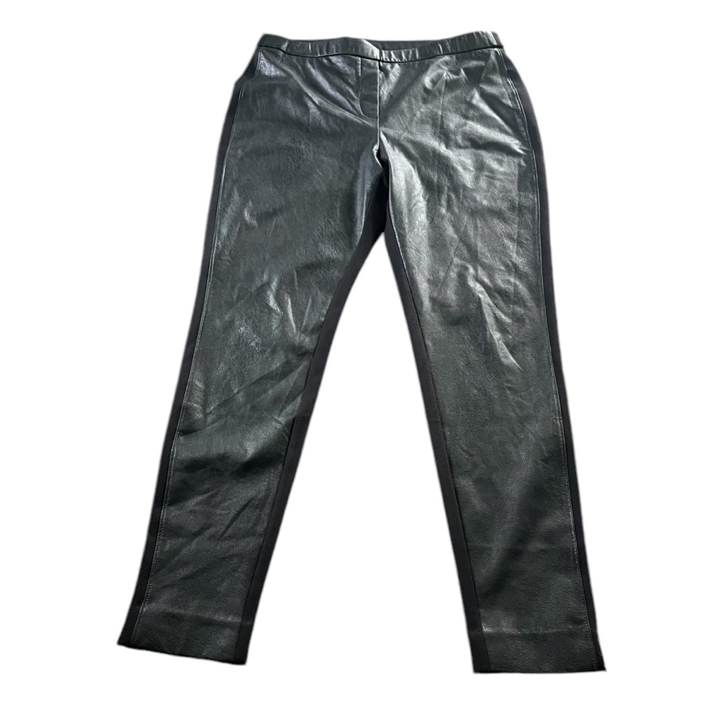 Chico’s Womens Black Faux Leather Leggings Pull On Stretchy Size 12